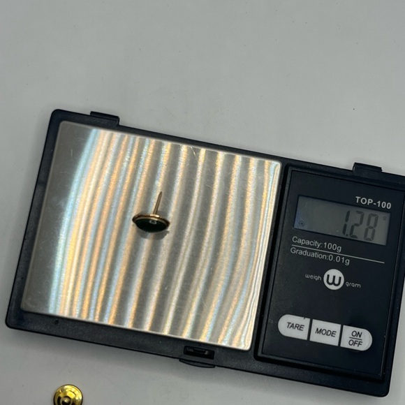 10k yellow gold green jadeite cabochon stone tie tack pin vintage - Picture 12 of 14